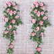 thumbnail image 1 of 2 Pack Artificial Hanging Plants Flower Rose Vine Silk Garland Hanging Ivy Vine Basket Plant For Home Party Wedding Arch Garden Wall Decor, 1 of 5