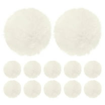 Uxcell 12-Pack Faux Fur Pom Poms, 2.4 Inch/ 6 cm Soft Fluffy PomPoms Balls Faux Rabbit Fur with Elastic Loop for DIY[Beige]