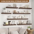 thumbnail image 3 of Floating Shelves for Wall Wall Mounted Wood Floating Shelf with Invisible Brackets for Living Room Bathroom Bedroom Kitchen Storage and Decor 36 Inch Set of 2 Walnut, 3 of 7