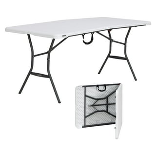 Lifetime 5 Foot Rectangle Fold-in-Half Table, Indoor/Outdoor Essential,  Gray, 60.3 x 25.5 (80861) 