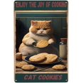 thumbnail image 1 of Letrero de hojalata "Disfruta de la alegría de cocinar galletas de gato" de 8 x 12 pulgadas, decoración de pared retro de metal con diseño de gato, pieza decorativa para habitación, bar y tienda., 1 of 8