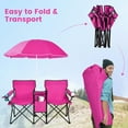 thumbnail image 3 of Spaco Portable Folding Picnic Double Chair With Removable Umbrella, Camping Furniture for Outdoor as Garden, Yard, Pink, 3 of 16