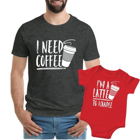 

Feisty and Fabulous Daddy and Me Outfits Dad and Son Shirts Red Latte & Gray Coffee