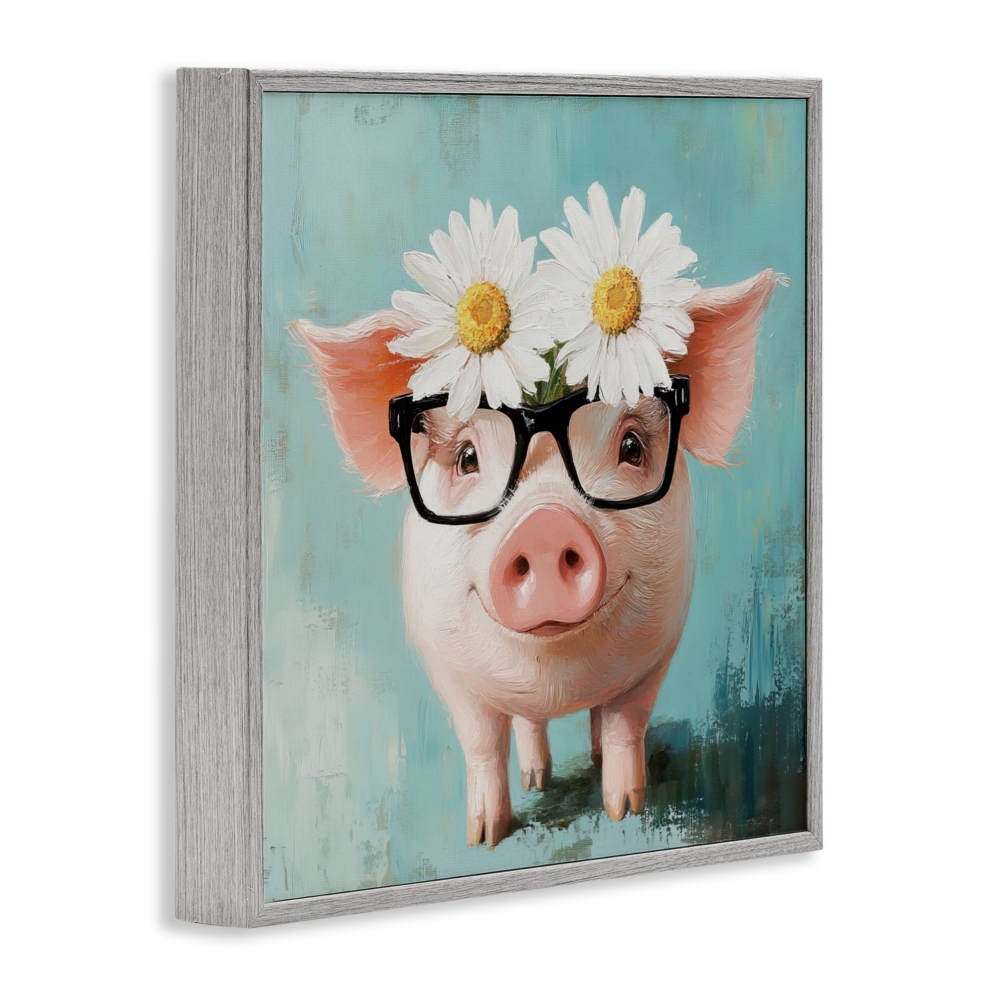 Stupell Industries Nerdy Natalie Piglet Gray Framed Giclee Art, design by Tina LeCour