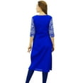 thumbnail image 4 of Phagun Women's Cotton Designer Kurta Blue Tunic Ethnic 3/4 Sleeve Kurta-16, 4 of 8
