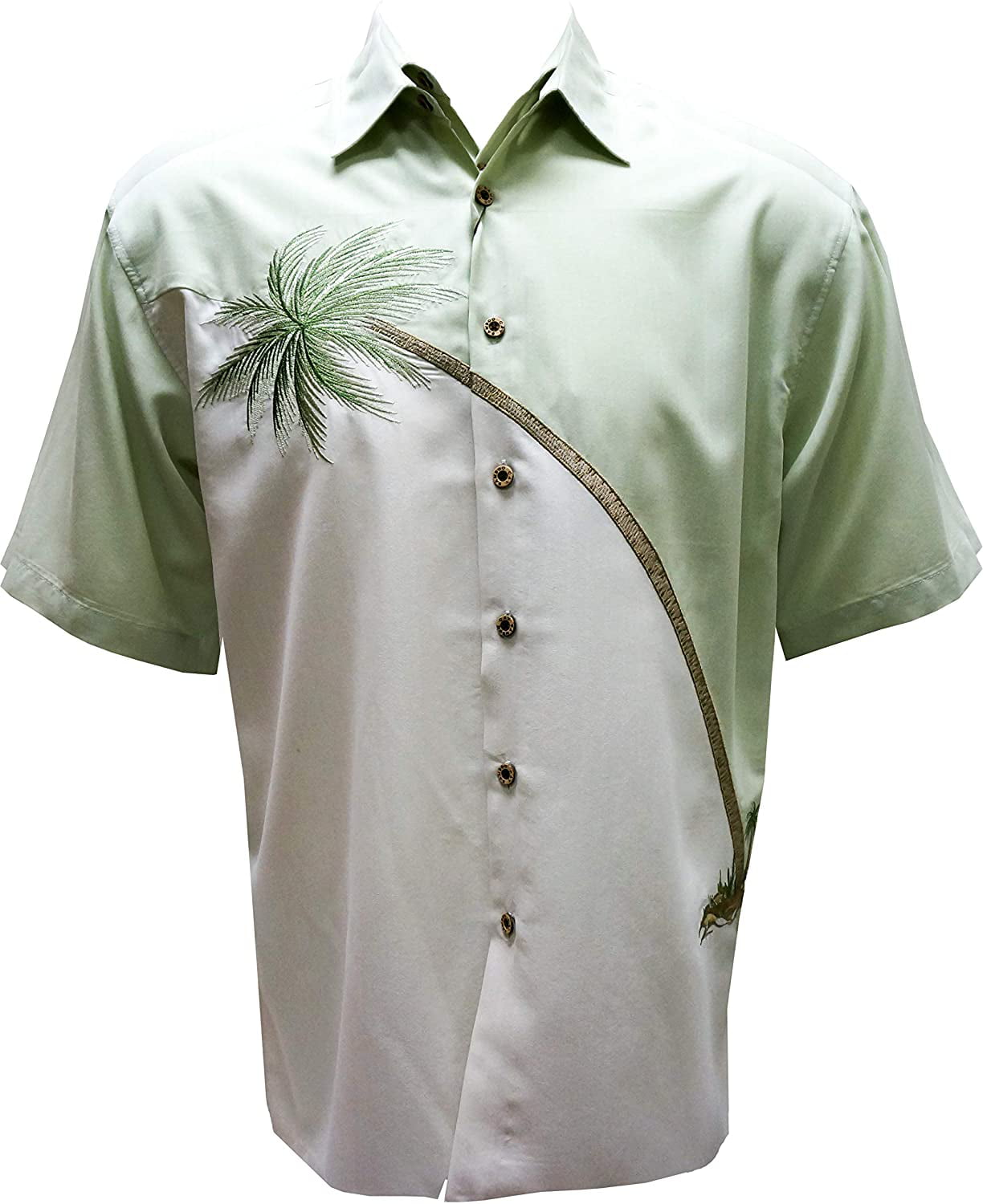Bamboo Cay Mens Hurricane Palm Embroidered Short Sleeve Button-Down Shirt