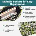 thumbnail image 3 of FORMRS Tote Bag for Women Quilted Large Capacity Travel Work Carry On Shoulder Handbag, Green Flower Pattern, 3 of 7