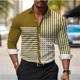 thumbnail image 1 of Nueva camisa abotonada de manga larga para hombre, camisa estampada a rayas de color sólido, camisa musculosa suave y cómoda para hombre, talla grande, 1 of 6