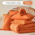 thumbnail image 5 of Davulos Tufted Comforter Set 7 Pieces Bed in a Bag Queen Size Shabby Chic Boho Comforter and Sheet Set with Pom Pom Textured Complete Bedding Set (Orange,Queen), 5 of 8