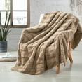 thumbnail image 5 of Home Soft Things Stylish Faux Fur Throw Blanket with Micromink Back, Luxury Soft Cozy Plush Fluffy Fuzzy Reversible Thick Warm Throw Blanket, 50x60 inches, Light Taupe, 5 of 10