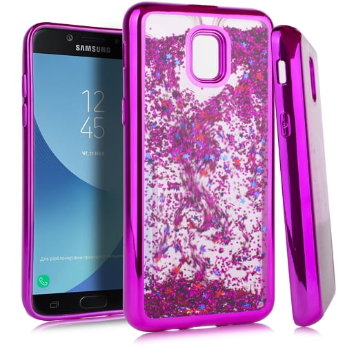 Samsung J3 2018 J337 Chrome Glitter Motion Case Hot Pink