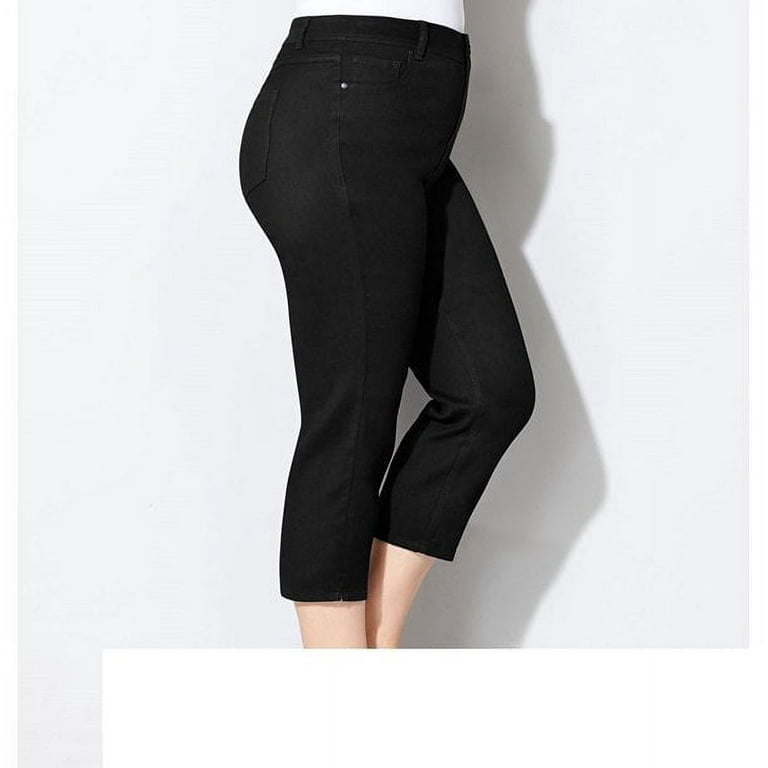 1826 Stretchy premium CAPRI BLACK denim jeans HIGH WAIST WOMENS PLUS size  PC-680