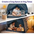 thumbnail image 4 of Kids Twin Bed Tent w/ Star Lights, Indoor Play Tent, Cozy Privacy Space, Blue - Boys & Girls Birthday Gift, 4 of 10