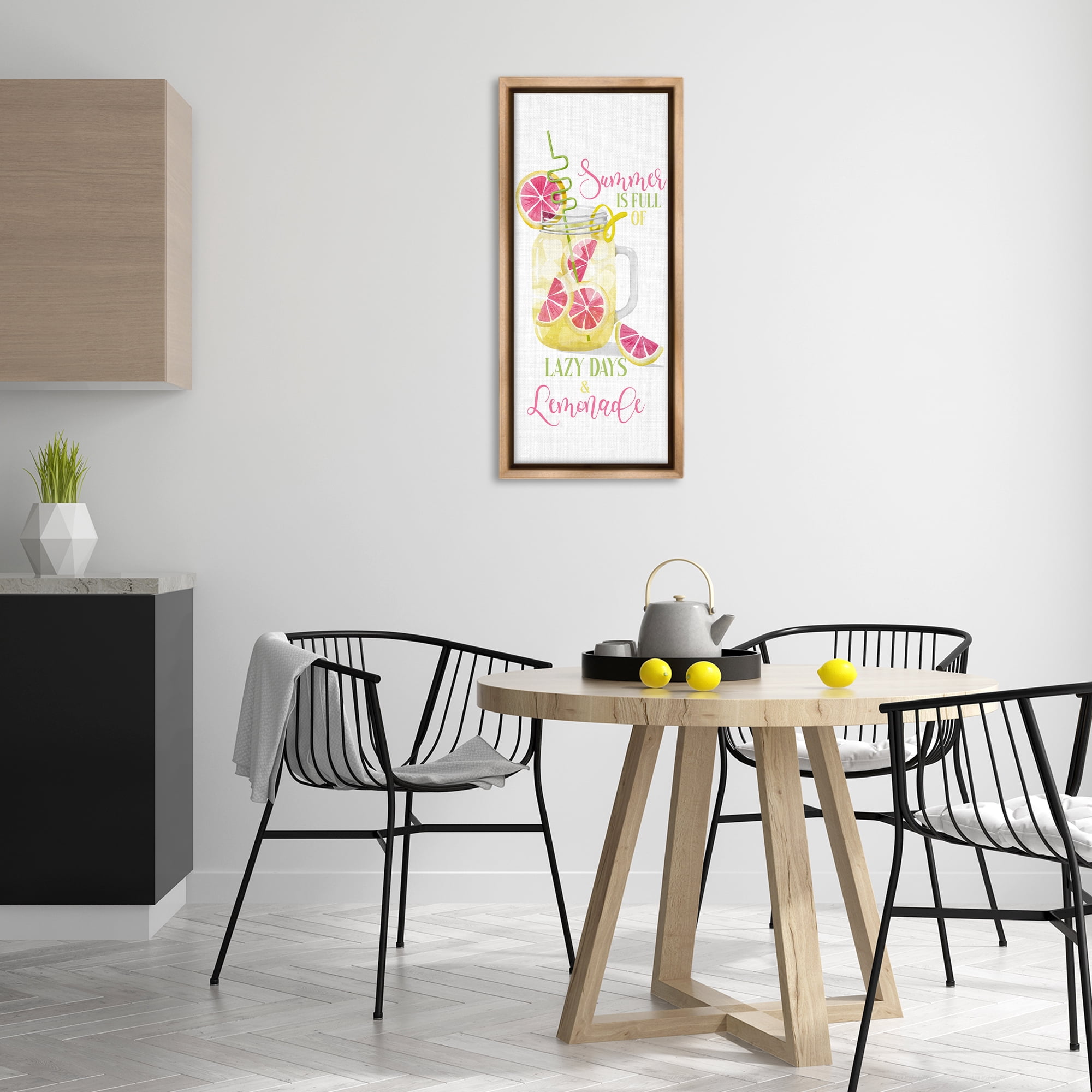 Stupell Industries Fun Summer Lemonade Food & Beverage Painting Brown Floater Framed Canvas Art Print Wall Art, 14 x 31