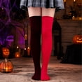 thumbnail image 5 of Halloween Thigh High Socks for Women Over Knee Socks Long Color Block Stockings (B), 5 of 6