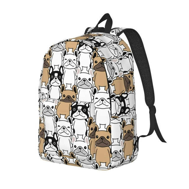 Adobk French Bulldog 2 Print Canvas Backpack, Adjustable Shoulder Straps Large Capacity Stylish Design for School, Travel, Office-Medium