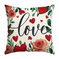 thumbnail image 2 of Funda de cojín decorativa con estampado de corazones y flores | Funda de almohada para sofá con temática de San Valentín | Decoración navideña para el hogar, 2 of 6