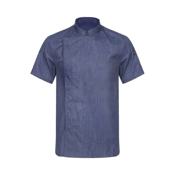 XUNZOO Men Unisex Classic Professional Chef Coat Chef Jacket Button-down Baking Cooking Uniform Blue XL