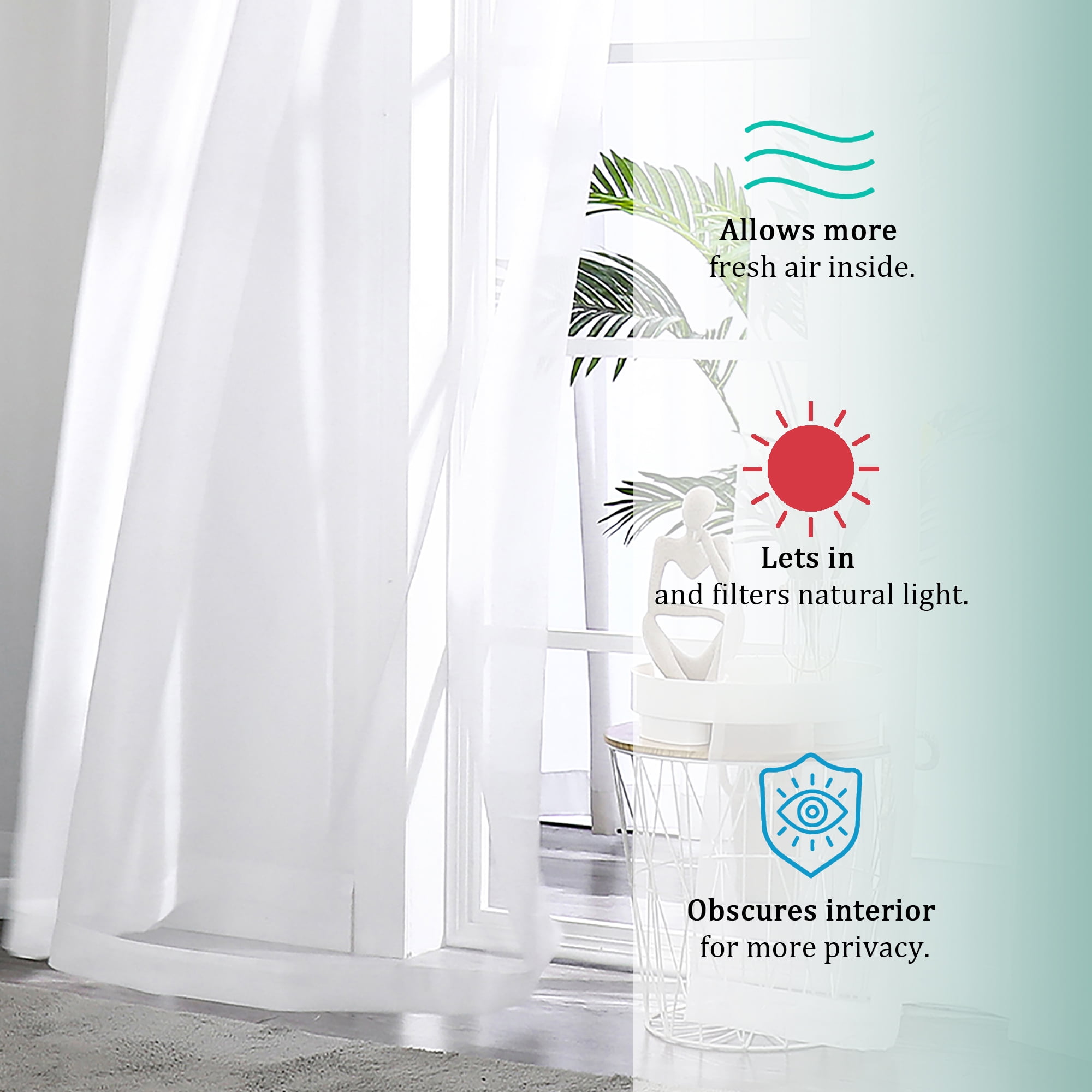 OVZME White Sheer Curtains 84 Inch Length 4 Panels, Semi Transparent Voile Rod Pocket Sheer Window Drapes for Bedroom Bed Canopy Living Room Dining Wedding Party Backdrop, 4 Pack of 40W x 84L inch