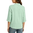 thumbnail image 4 of cocolona Womens 3/4 Sleeve V Neck Blouses Casual Loose Solid Color Shirts Basic Outfits Tops, 4 of 7