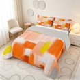 thumbnail image 3 of Manfei Abstract Brushstroke Queen Comforter Set, Orange Yellow Plaid Comforter Sets Queen, Orange Yellow, Gray Reversible 3pcs, 1 Comforter and 2 Pillowcases, 3 of 6
