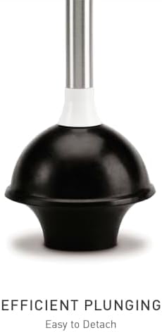 Toilet Plunger and Caddy, Stainless Steel, White