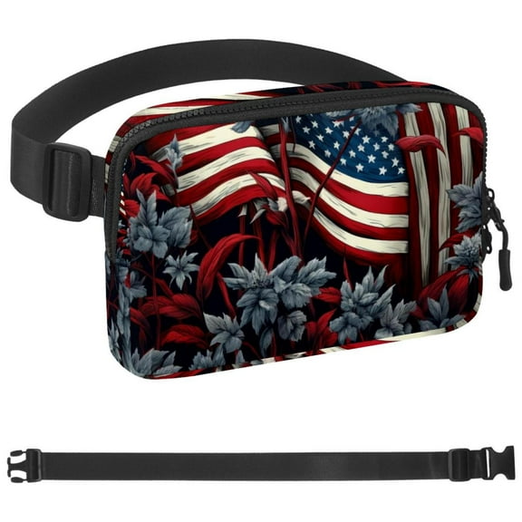 American Flag Plant Waist Pack for Running Fanny Pack for Women and Men Crossbody Belt Bag Bum Bag with Adjustable Strap for Sports