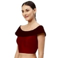 thumbnail image 2 of eloria Women's Blouse Boat Neck Filler Multicolor Sleeveless Top Color: Red & Maroon | Size: 44, 2 of 5