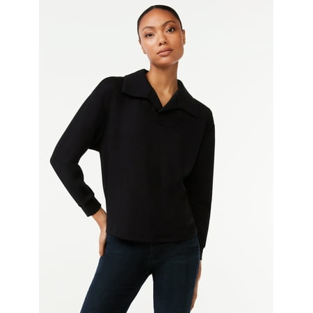 Scoop Women's Crossover Scuba Knit Polo Shirt