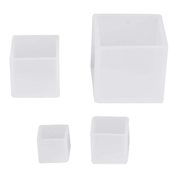 Conjunto de moldes de silicona de resina, 4 Unids Diferentes Tamaños de Cubo de Silicona de Epoxi Cuadrado Moldes de fundición de resina para DIY Adornos Artesanía