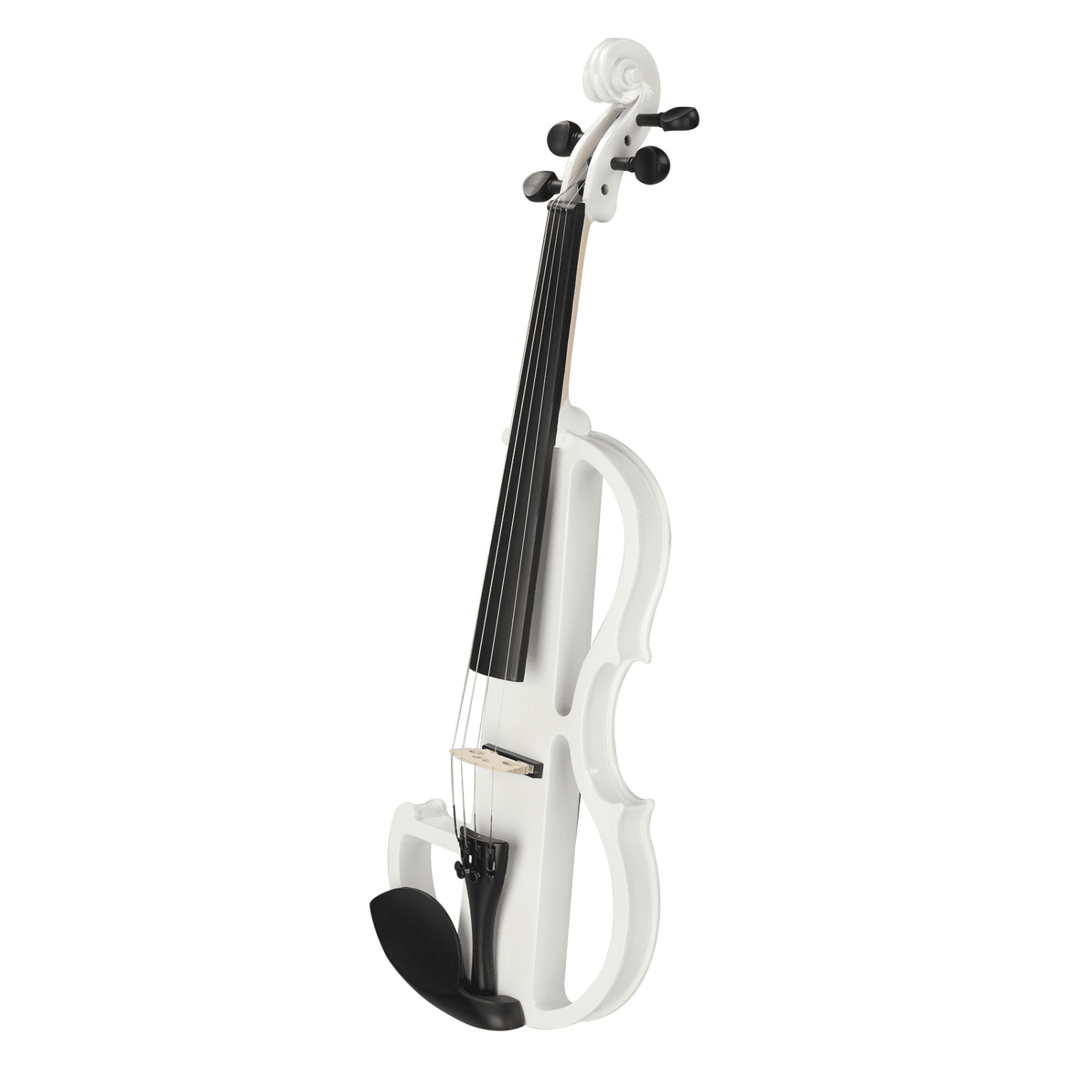 Hassch Electric Violin 4/4, Full Size Silent Violin Set for Adults Beginner, Fiddle with Case, Bow, Rosin, Headphones and Connecting Line, White