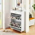 thumbnail image 2 of Shoe Cabinet, Modern Shoe Cabinet with 3 Drawers, Freestanding Shoe Cabinet Organizer with Metal Legs, Shoes Storage Cabinet for Entryway, Narrow Shoe Rack Cabinet, White., 2 of 6