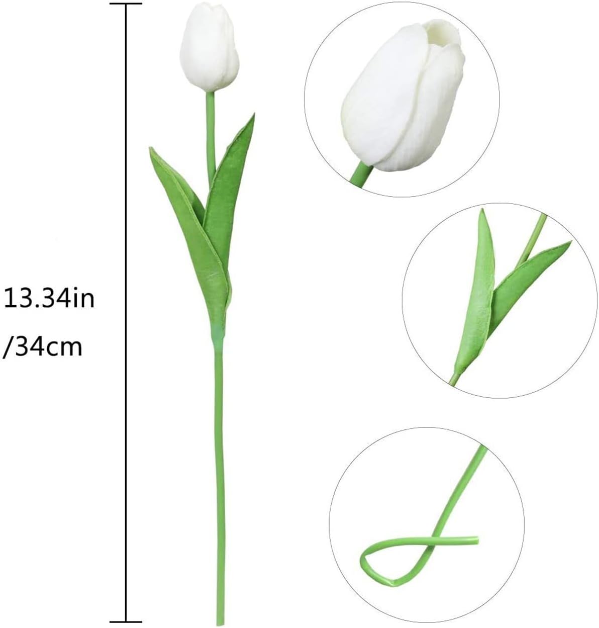 EONQY Artificial Tulips Flowers Fake Flowers, 20 Faux Flower Tulips Bouquets for DIY Wedding Home Garden Hotel Party Office Decoration