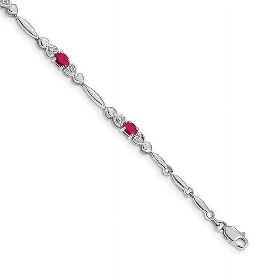 Primal Gold 14 Karat White Gold Diamond and Composite Ruby Bracelet