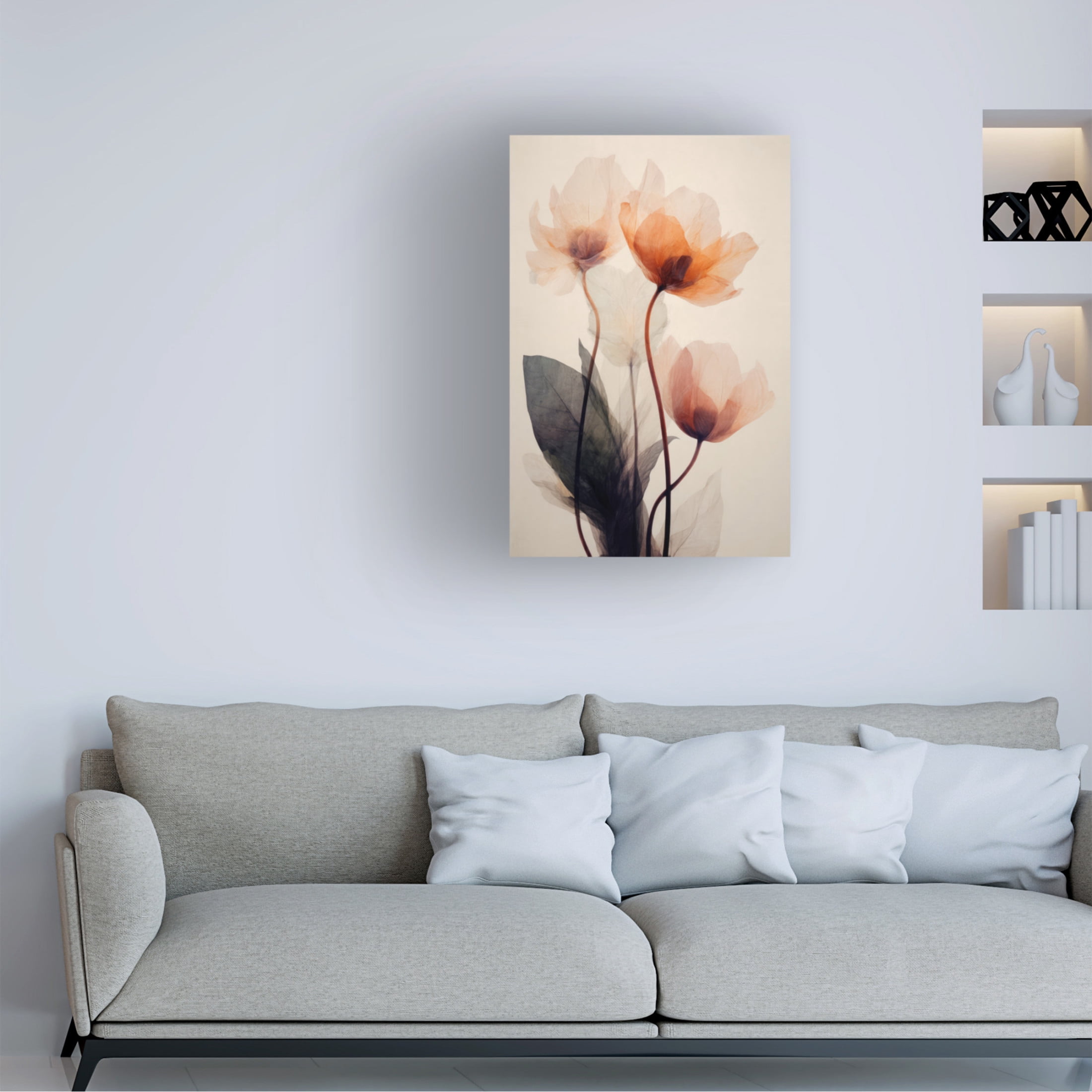 Canvas Wall Art - Treechild 'Parchmentflowersno7' Wall Art for Living Room, Bedroom, or Office Décor by Trademark Fine Art - 22 x 32 Inches