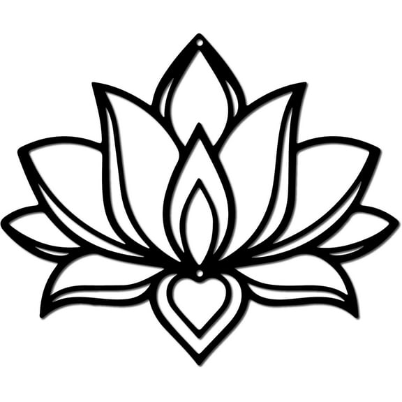 Lotus Flower Metal Wall Art Iron Flower Wall Decor Hanging Black Hollow Out Lotus Silhouette Ornament Iron Sign for Studio Indoor Outdoor Home Office Decoration Gift Black 11.8x9.8Inch black