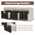 thumbnail image 4 of Modern Entryway Storage Bench Set with 3 Rattan storage box, 4 of 9