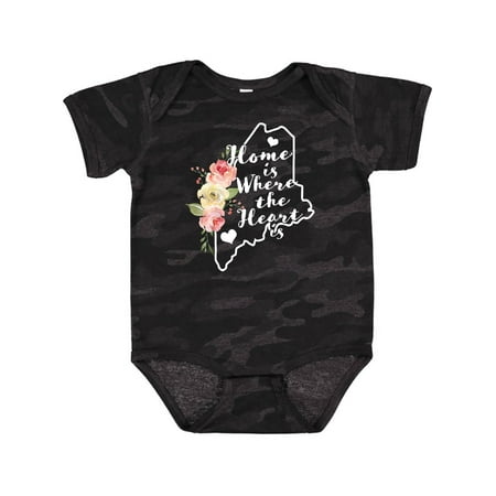 

Inktastic Maine Home is Where the Heart is with Watercolor Floral Gift Baby Boy or Baby Girl Bodysuit