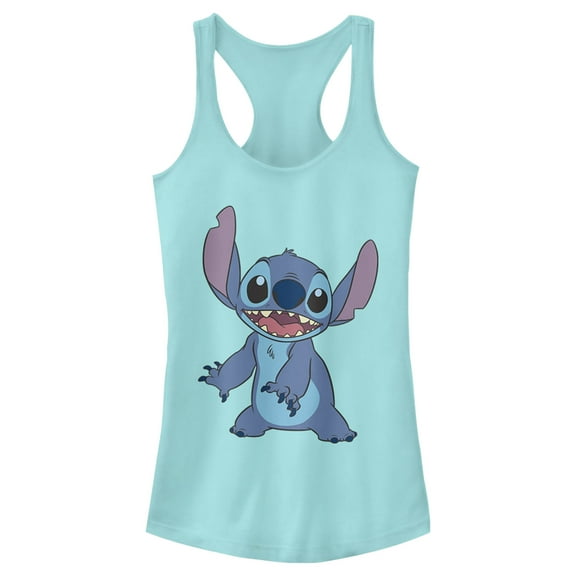 Junior's Lilo & Stitch Happy to See Me Racerback Tank Top Cancun Large