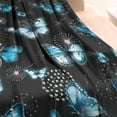 thumbnail image 3 of Black Blue Butterfly Dandelion Pattern Blanket,Comfortable Soft Flannel Throw Blanket,All Season,Warm Lightweight Blankets for Sofa Bed Couch Living Room Chair,60"x80", 3 of 4
