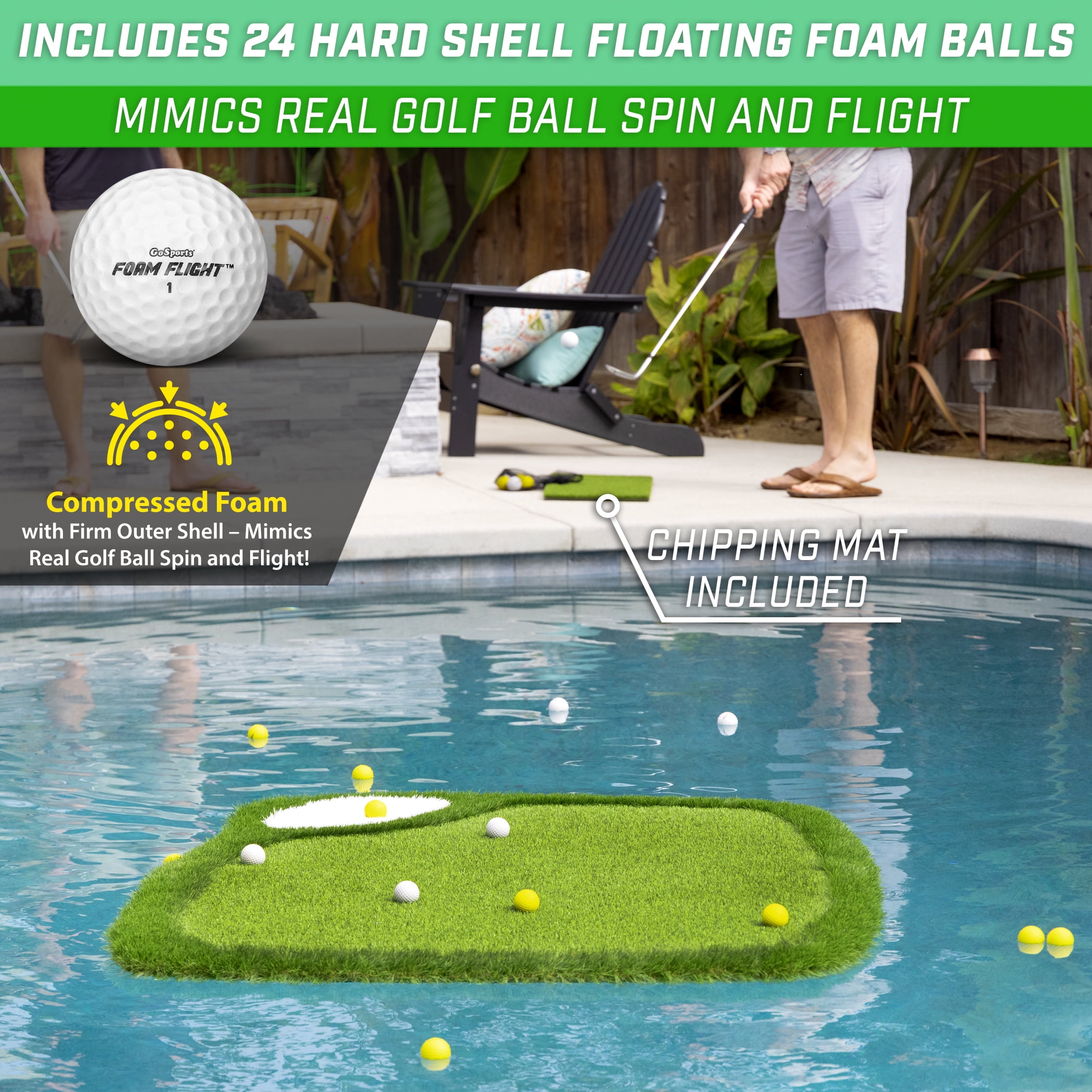 Buy GoSports Splash Chip Pro 5' x 4' Floating Golf Green with 24
