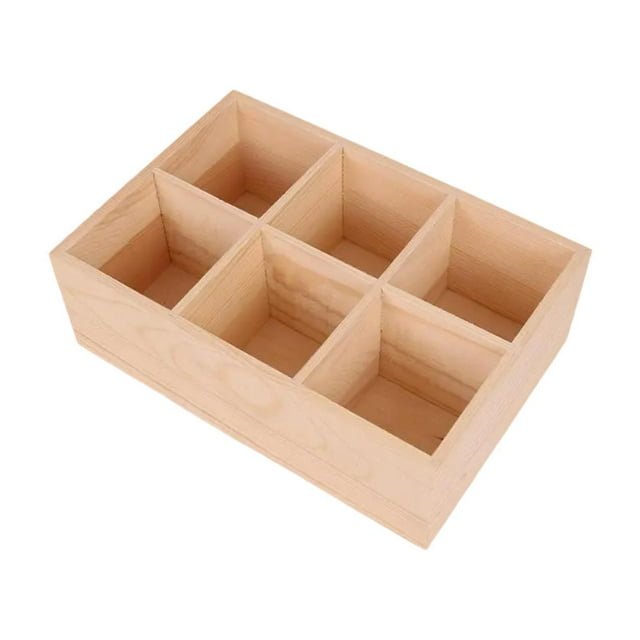 Portalápices de madera, organizador de rotuladores, caja de almacenamiento de madera de 6 rejillas, soporte para pinceles, organizador de rotuladores