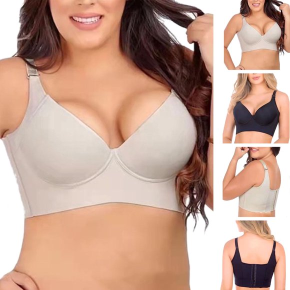 AMERTEER Bretelles Réglables Soutien-Gorge Femme Couleur Unie Rembourré Soutien-Gorge Rehausseur Bretelles Élargies Couverture Complète du Dos Rehausseur Confortable Vêtements Quotidiens