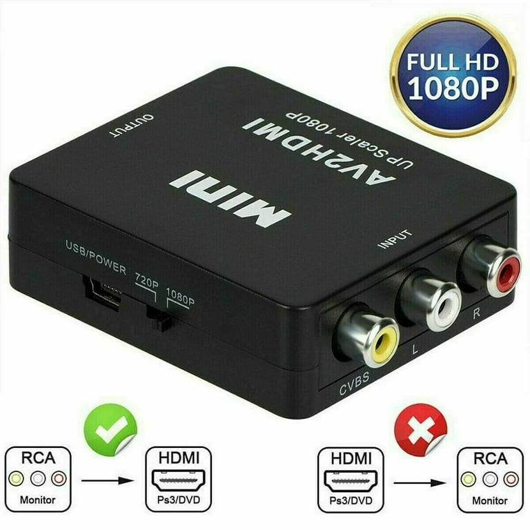 RCA AV to HDMI HD Converter Composite CVBS Video Adapter Wii NES SNES Walmart
