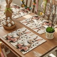 thumbnail image 3 of Easter Bunny Placemats Set of 4, Vintage Watercolor Cartoon Rabbit Pink Roses Floral Leaf Heat Insulated Linen Place Mats, Washable Stain-Proof Table Mats for Dining Tables Holiday Decor 13x19 Inches, 3 of 9