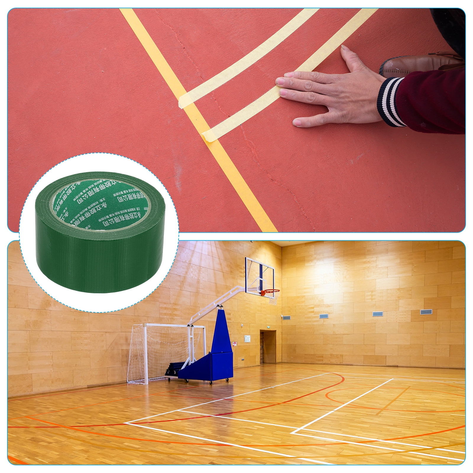 Uxcell Pickleball Ball Court Marking Tape 66ft, Marking Edge Guard Ultra-Adhesive Tape, Green 2 Pcs