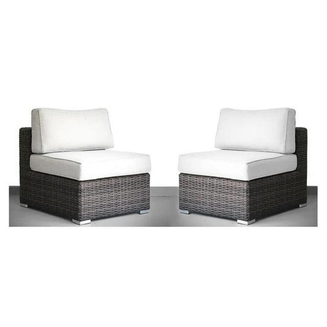 Living Source International 2PC Wicker / Rattan Seating Group w/Cushions in Gray
