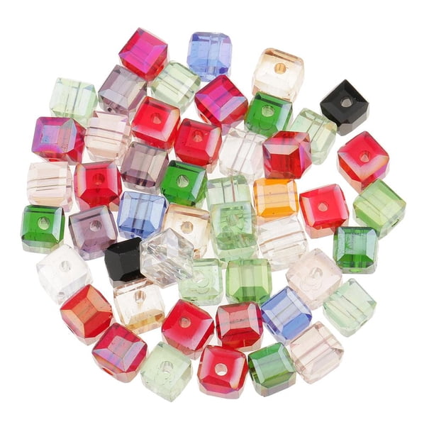 50 cuentas espaciadoras de cristal de corte cúbico cuadrado de 6 mm para hacer joyas DIY Color mixto