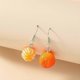 thumbnail image 2 of Resin Orange Earrings Peeled Orange Fruit Earrings Asymmetrical Ear Jewelry, 2 of 5