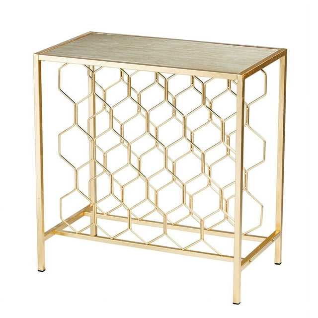 SEI Furniture Konetta 24.25"W Engineered Wood Wine Storage Side Table in Gold